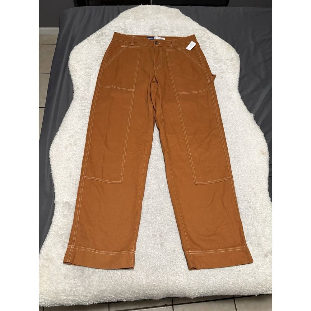 NWT Old Navy Carpenter Pants Womens 12 Tall High Rise Straight Rust Orange Work